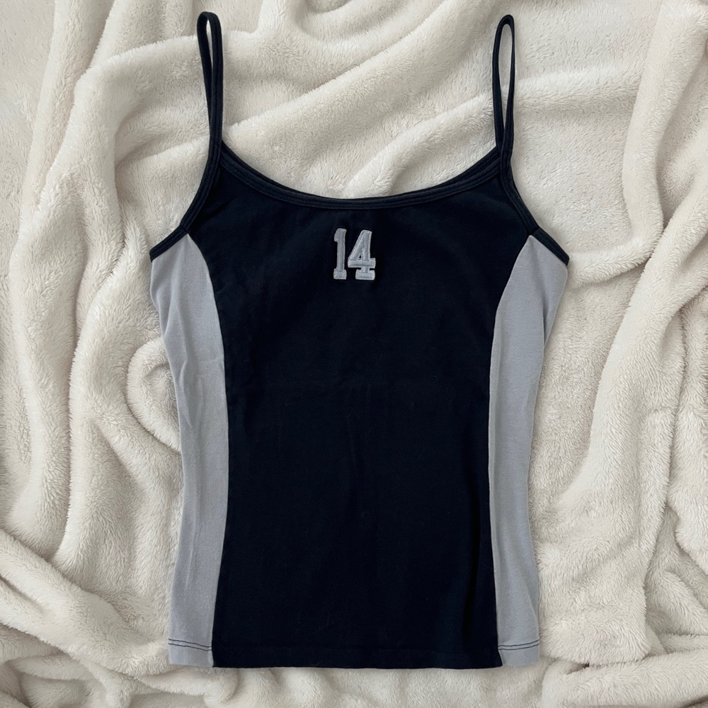 brandy melville skylar number 14 tank top navy blue